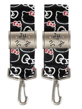 Hello Kitty Black and White Patterned Kids Stroller clips with Red Bow Accents